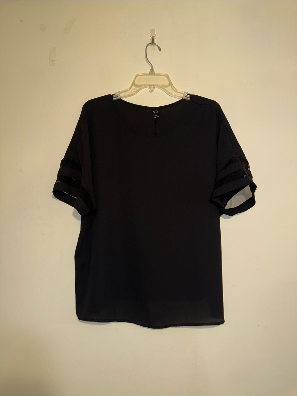 Black Blouse with mesh panel sleeves